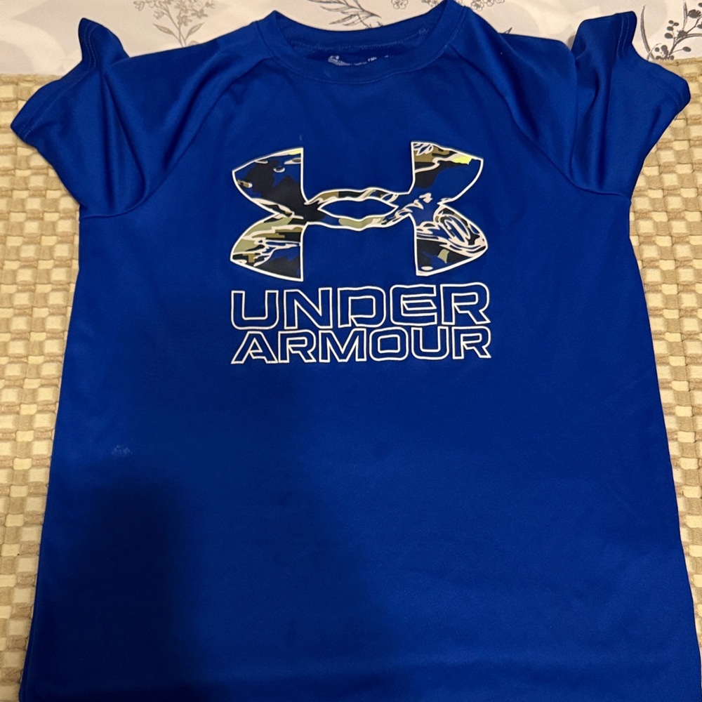 Under Armour Kids Camo Logo Blue Tee